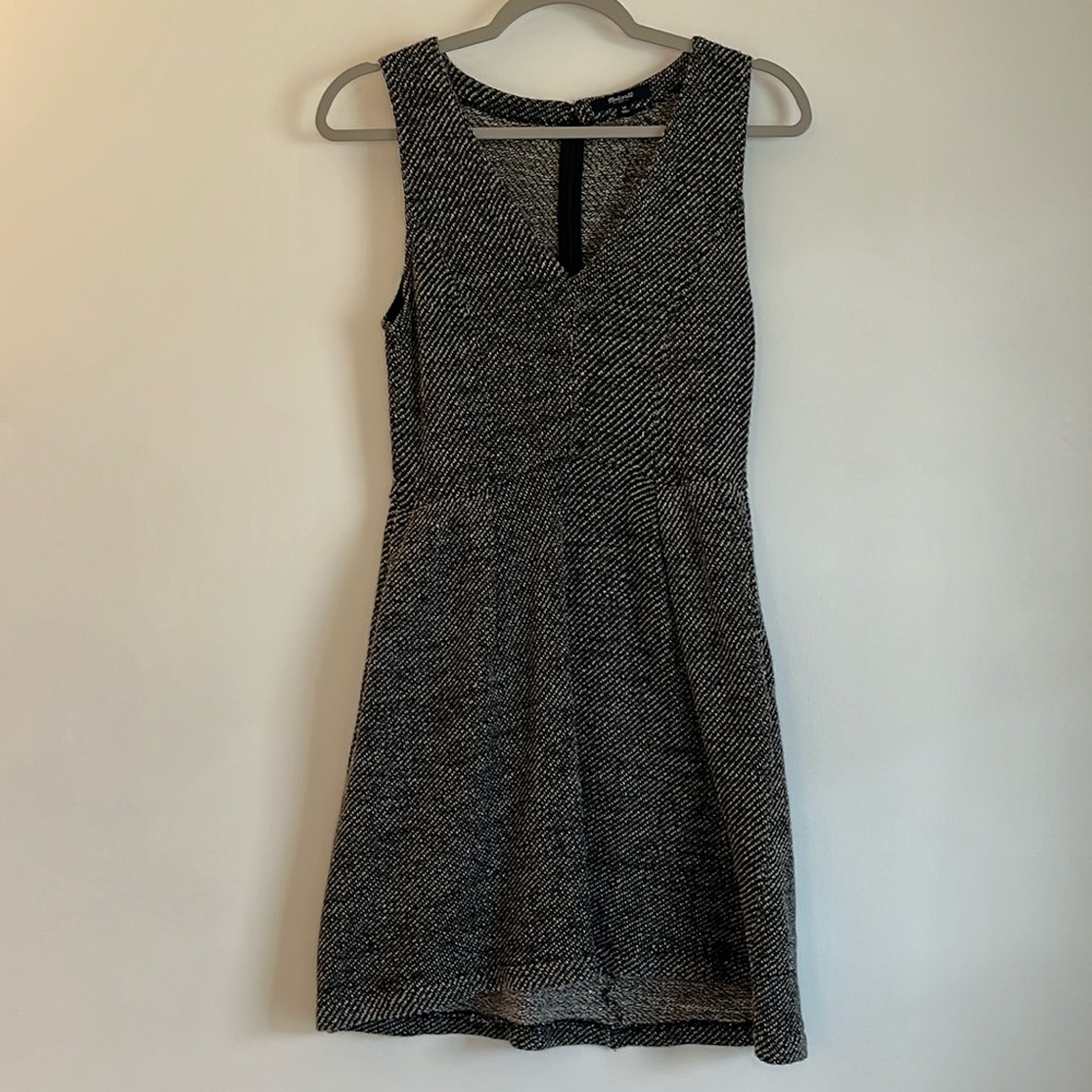 Elegant Black and White Tweed Dress